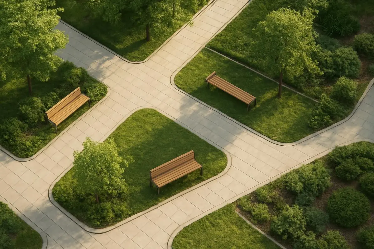 Uitzicht op een functioneel ontwerp van een openbare ruimte