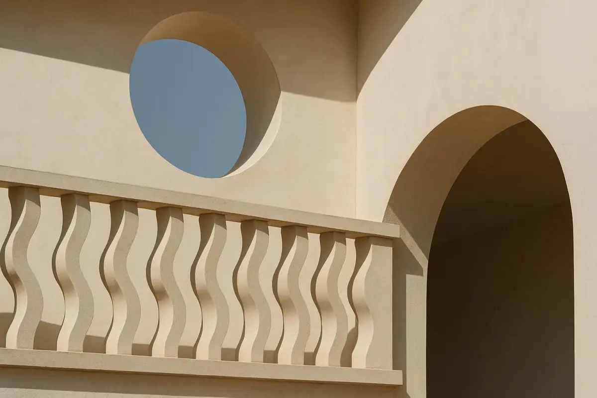 Close-up of architectural details showcasing unique design elements, natural daylight