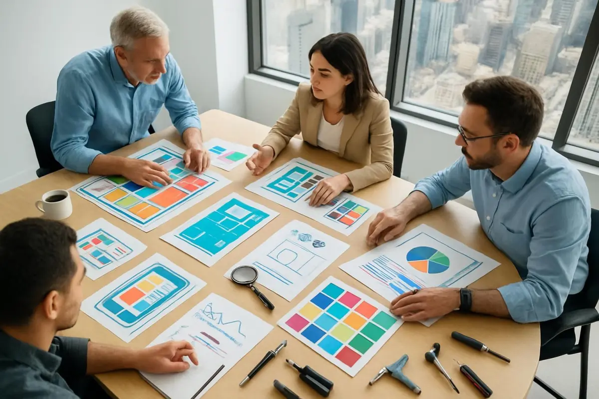 Vergadering over kwaliteitscontrole van architecturale prototypes.